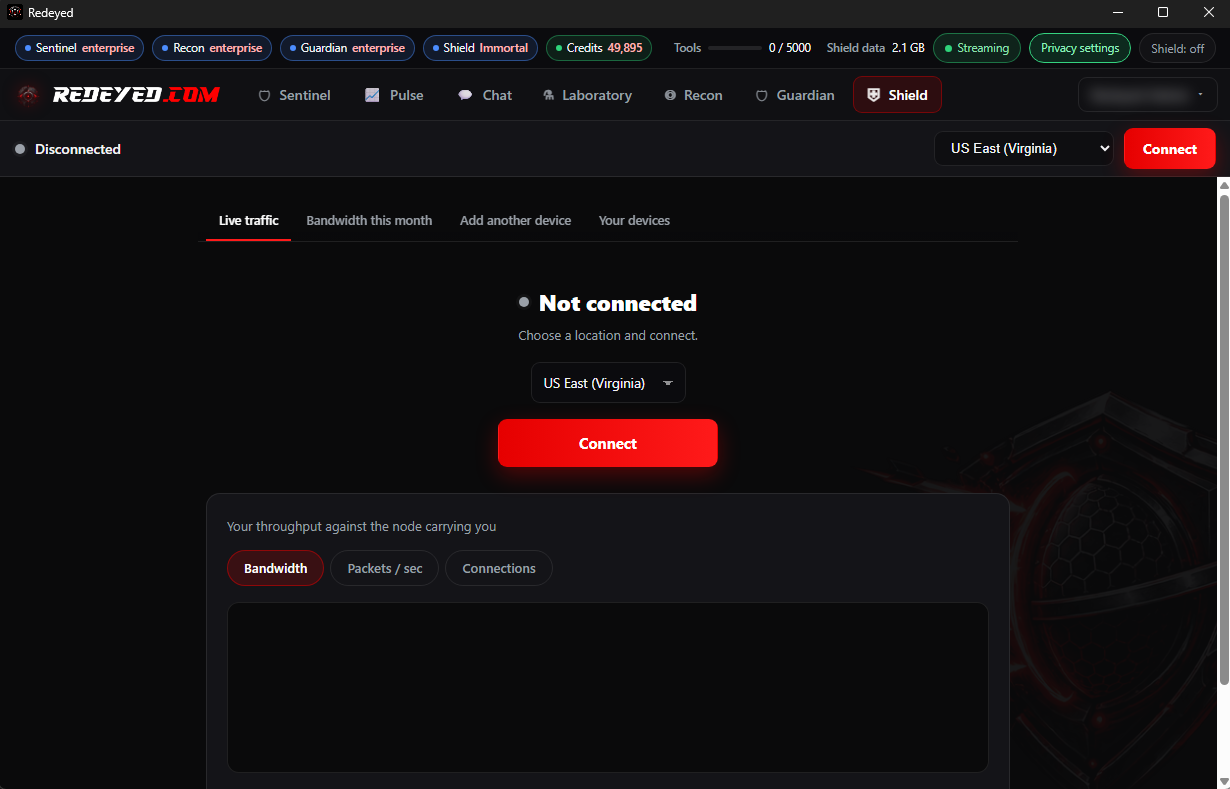 Redeyed Shield inside the desktop client